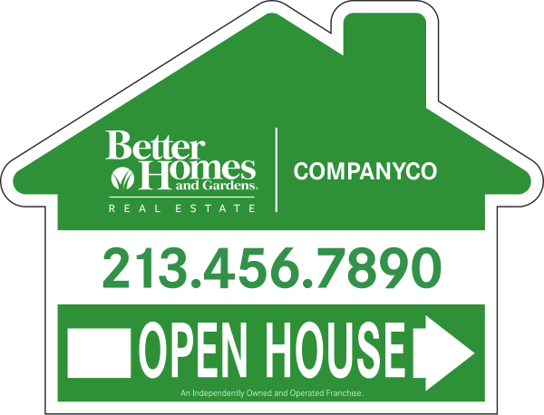 Directional Open House House Shape Sign Panel, 18"H X 24"W, 4mm Corrugated