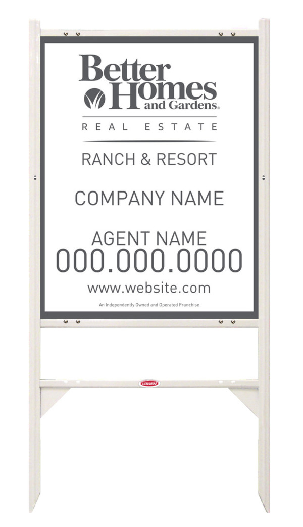 Ranch And Resort Agent Angle Iron Sign Frame And Panel Unit, 24 GA Steel 30"H X 24"W