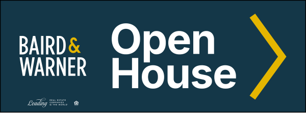 Baird & Warner Directional Office Open House w/ No QR Code Sign Panel, 9"h x 24"w, 4mm Corrugated
