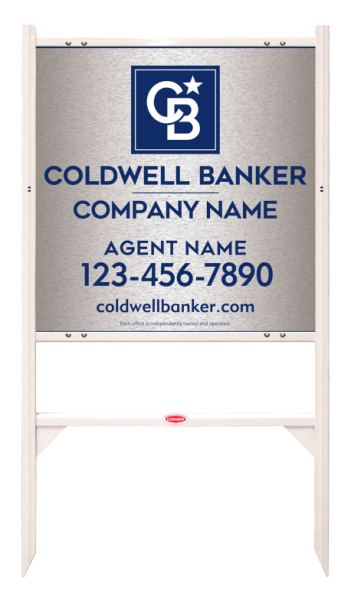 Angle Iron Frame And Agent Sign Panel Unit, 24"H X 24"W, Brushed Aluminum Composite