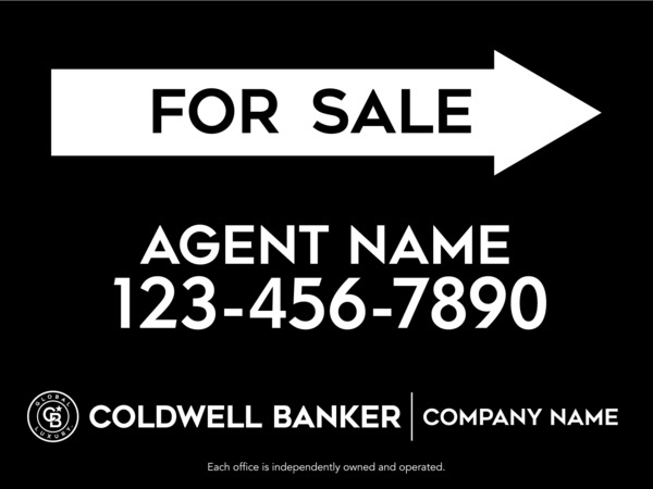 Directional Agent For Sale Sign Panel, 18"H X 24"W, 4mm Corrugated