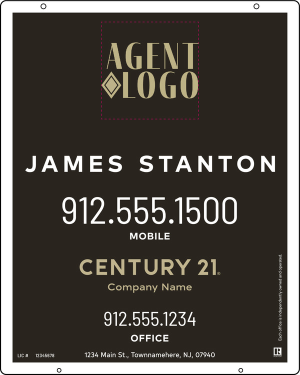 Aluminum Composite Agent Logo Centric Hanging Panel 30X24 - C21