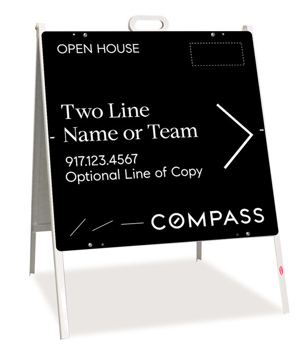 Open House A-Frame And 2 Line Agent Name Sign Panel Unit, 24"H X 24"W, Horizontal Logo
