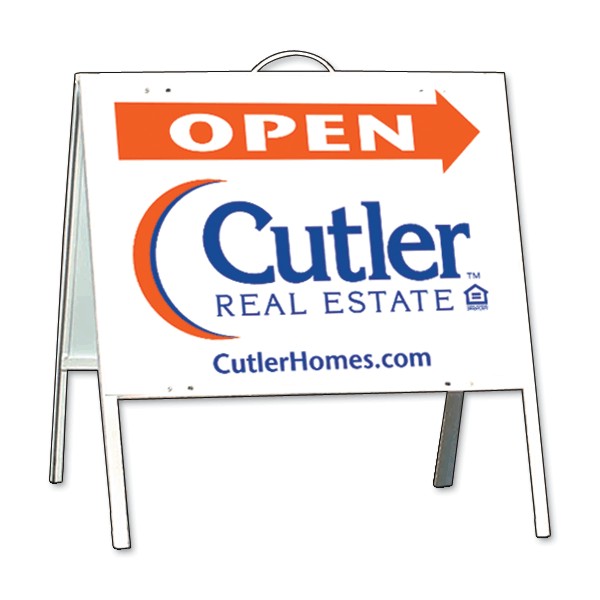 Cutler Angle iron a-frame and open sign panel unit, .050 polyethylene 18"h x 24"w