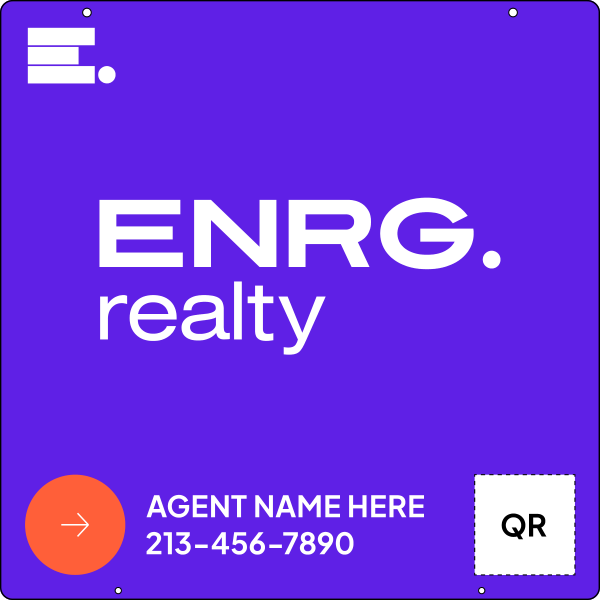 Agent Name & Qr Code Hanging Sign Panel, 24"H X 24"W, 3mm Aluminum Composite