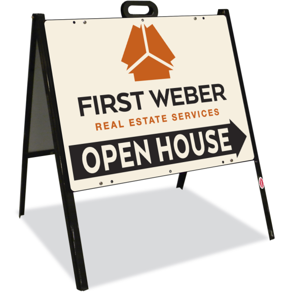 First Weber Real Estate Services A-Frame and Open House Sign Panel Unit, 18"h x 24"w, Steel