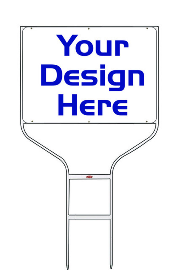 Independent real estate round rod frame and reflective sign panel unit, 24 GA steel 18"h x 24"w