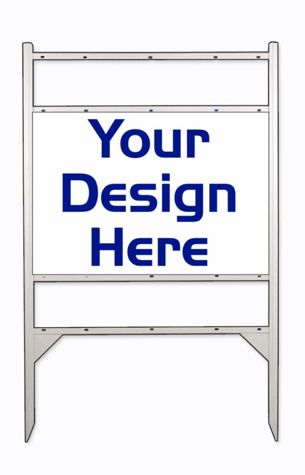 Independent real estate Angle Iron Frame and reflective sign panel unit for 2 Rider Inserts, 24 GA steel 20"h x 28"w