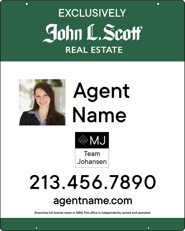 John L. Scott Hanging Agent Photo w/ Team Logo Sign Panel, 30"h x 24"w, .150 Poly