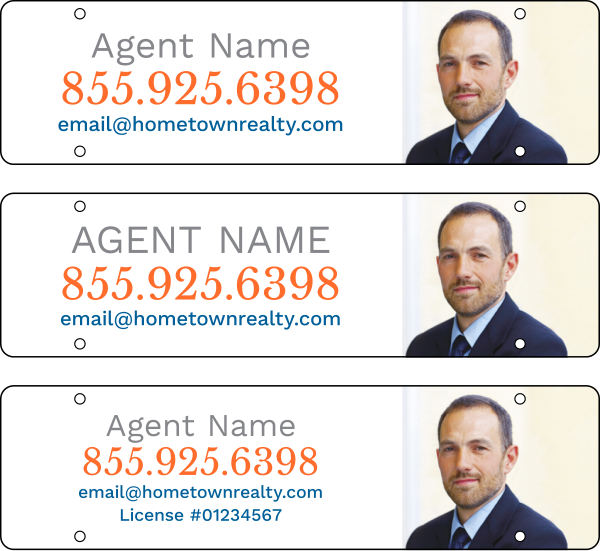 Agent Photo Sign Rider, 6"H X 22"W, Pvc
