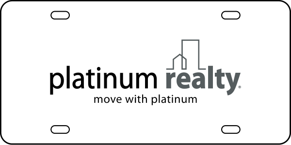 Platinum Realty License Plates Sign Panel, 6"h x 12"w, Black Design