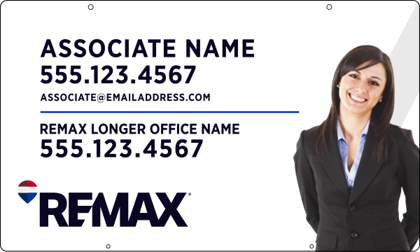 RE/MAX Hanging Associate Name w/ Cut Out Photo Panel, 18"h x 30"w, .063 Aluminum