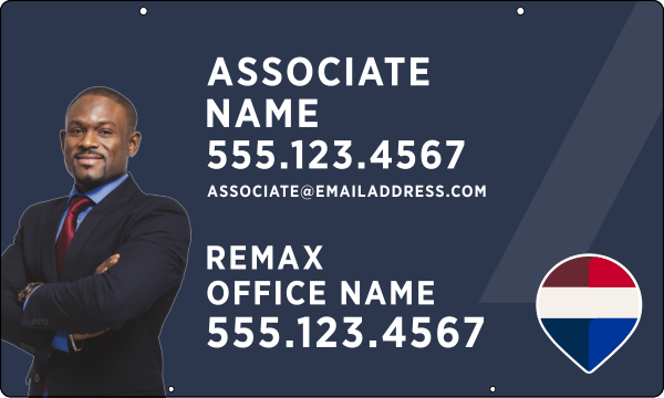 RE/MAX Hanging Associate Name w/ Cut Out Photo Panel, 18"h x 30"w, .063 Aluminum