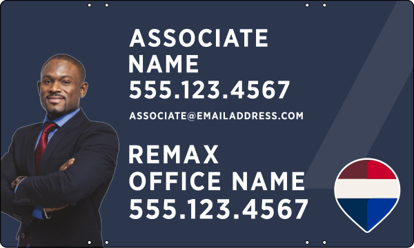 RE/MAX Associate Name w/ Cut Out Photo Sign Panel, 18"h x 30"w, Steel