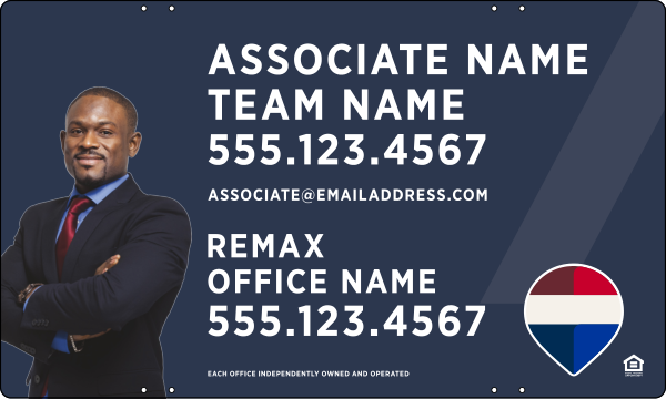 RE/MAX Reflective Associate Name, Team Name w/ Cut Out Photo Sign Panel, 18"h x 30"w, Steel