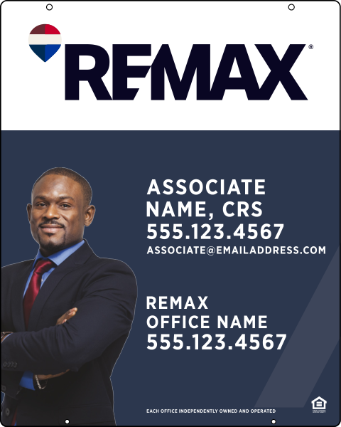 RE/MAX Hanging Associate Name w/ Cut Out Photo Sign Panel, 30"h x 24"w, 3mm Aluminum Composite
