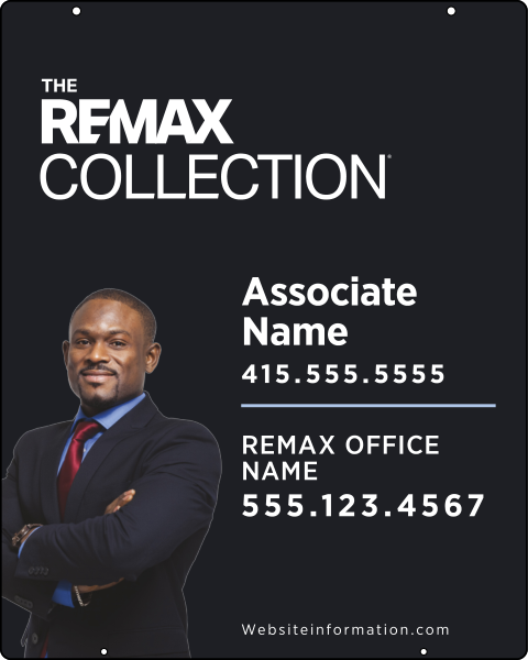 RE/MAX Collection Associate Name w/ Cut Out Photo Hanging Sign Panel,  30"h x 24"w, Steel