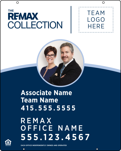 RE/MAX Hanging Associate Name, Team Name w/ Logo & Photo Sign Panel, 30"h x 24"w, .063 Aluminum