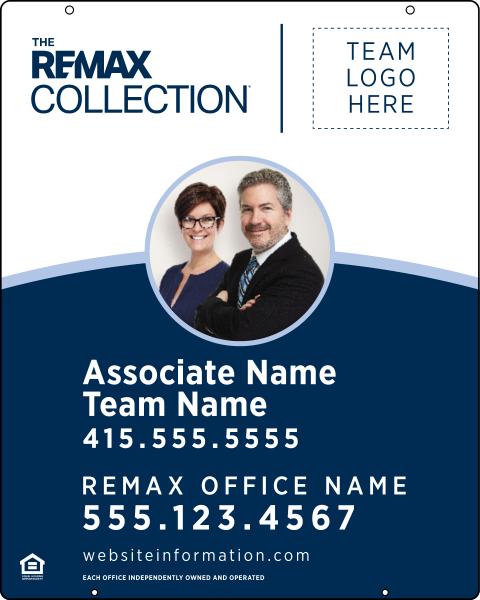 RE/MAX Hanging Associate Name, Team Name w/ Photo & Logo Sign Panel, 30"h x 24"w, .063 Aluminum