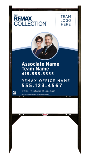 RE/MAX Reflective Angle Iron Frame and Collection Associate Name w/ Photo & Logo Sign Panel unit, 30"h x 24"w, Steel