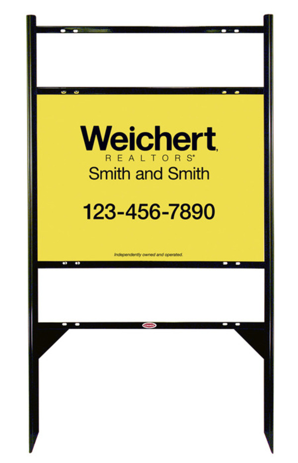 Real Estate Angle Iron Frame And Sign Panel Unit With Two Rider Inserts, 24GA Steel 18"H X 24"W