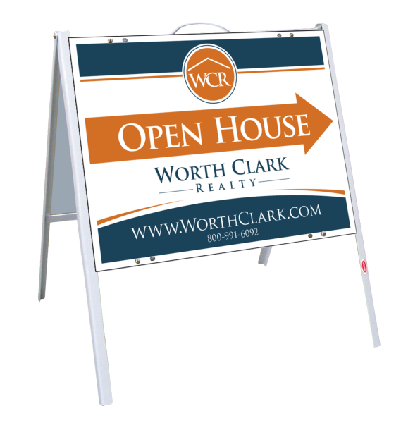Worth Clark Angle Iron A-Frame and Open House Sign Panel Unit, 18"h x 24"w, .050 Poly