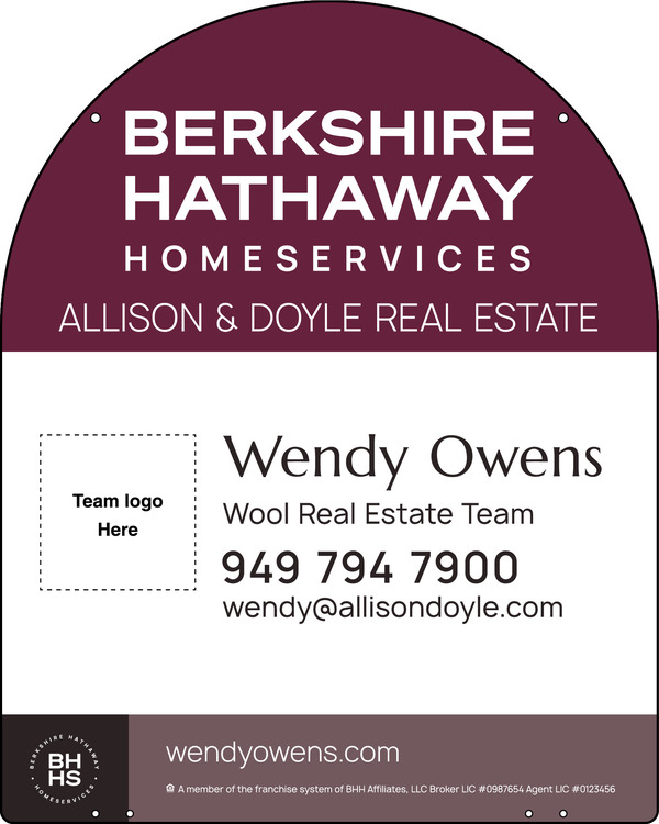 Reflective Hanging Arc Top Team Logo Sign Panel, 30h x 24w, 3mm Aluminum Composite