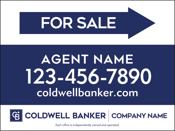 Directional Agent For Sale Sign Panel, 18h x 24w, 4mm Corrugated