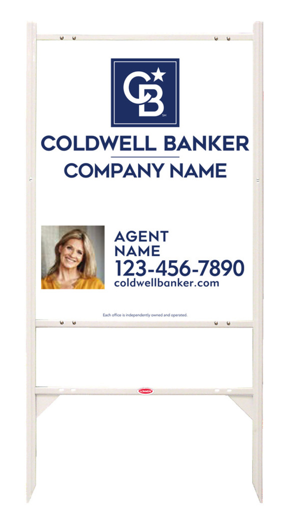 Angle Iron Frame and Agent Photo Sign Panel Unit, 30h x 24w, Steel