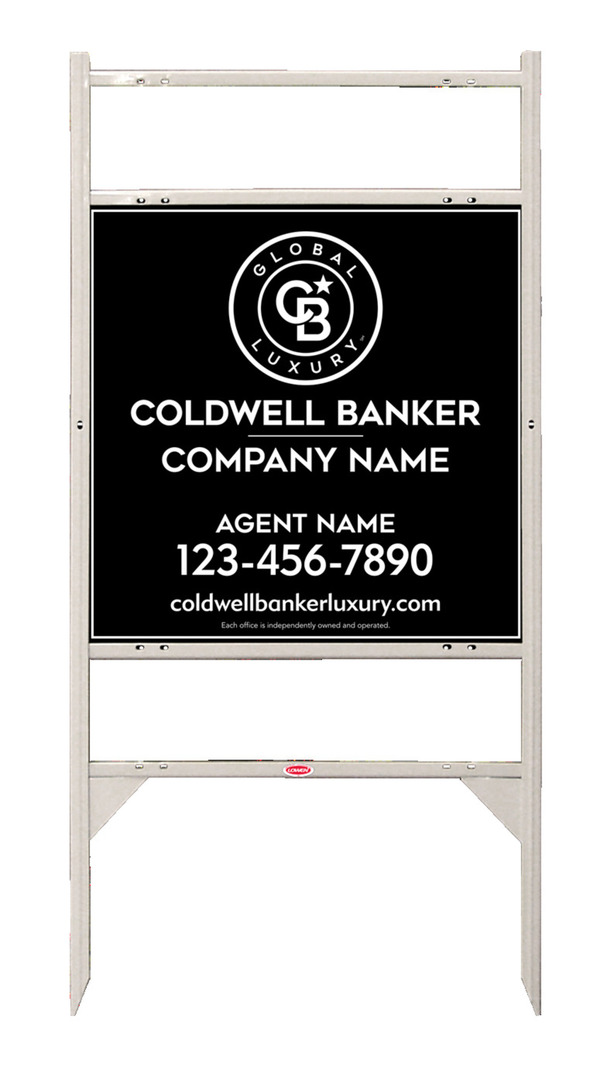 Angle Iron Frame w 2 Rider Inserts and Agent Sign Panel Unit, 24h x 24w, .040 Aluminum
