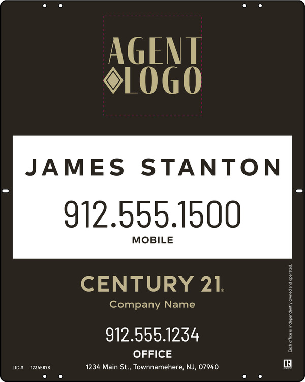 Aluminum Composite Agent Logo Centric Yard Panel 30x24 - C21