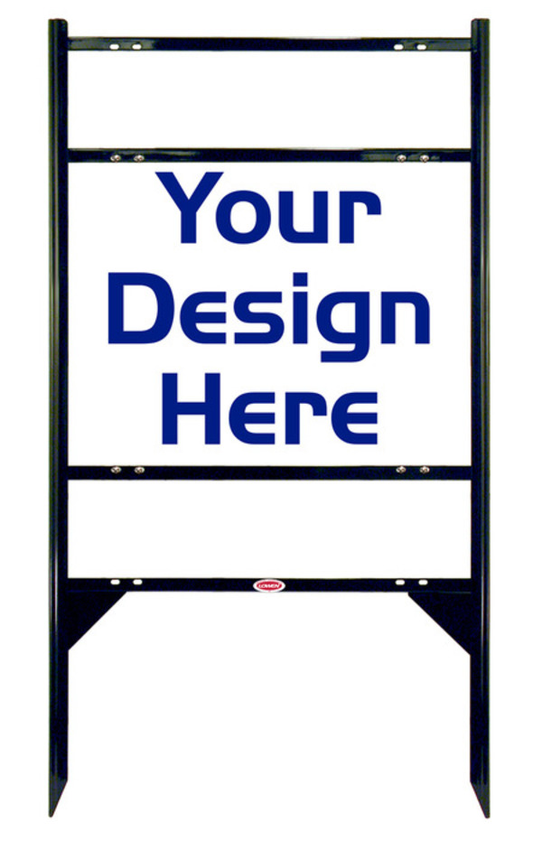 real estate Angle Iron Frame and reflective sign panel unit for 2 Rider inserts, 24 GA steel 18h x 24w
