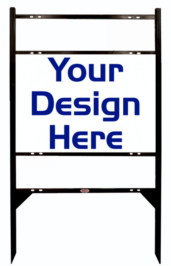 real estate Angle Iron Frame and reflective sign panel unit for 2 Rider Inserts, 24 GA steel 20h x 28w