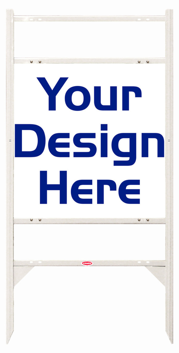 Reflective Angle Iron Frame and Sign Panel Unit w 2 Rider Inserts, 24h x 24w, Steel