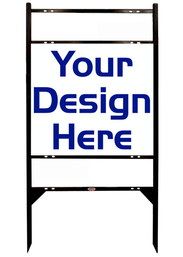 Reflective Angle Iron Frame and Sign Panel Unit w 2 Rider Inserts, 24h x 24w, Steel
