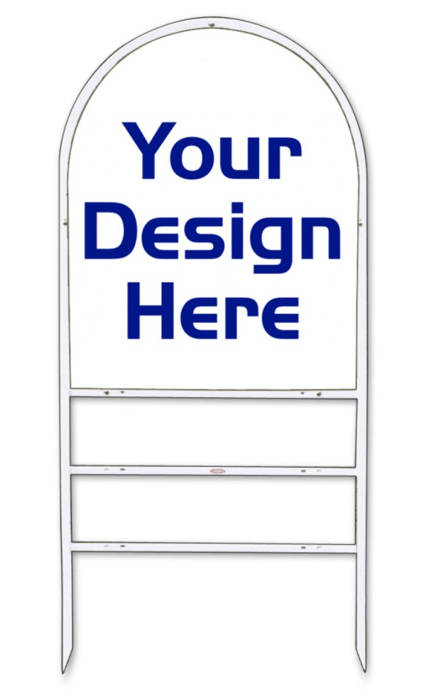 Reflective Arc Frame and Sign Panel Unit w 2 Rider Inserts, 30h x 24w, Steel