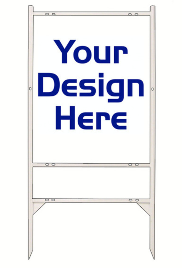 Angle Iron Frame and Reflective Sign Panel Unit, 30h x 24w, White