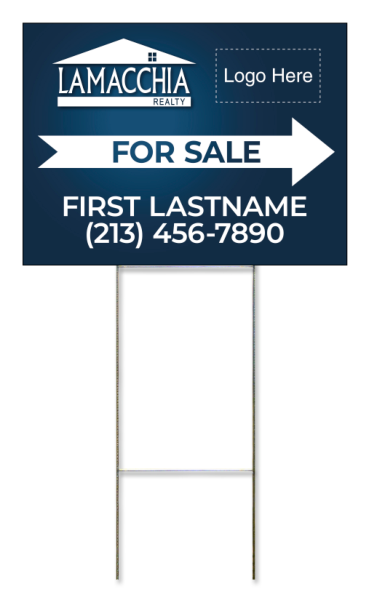 Wire Stake and For Sale Agent Logo Panel Unit, 18h x 24w, 4mm Corrugated Plastic