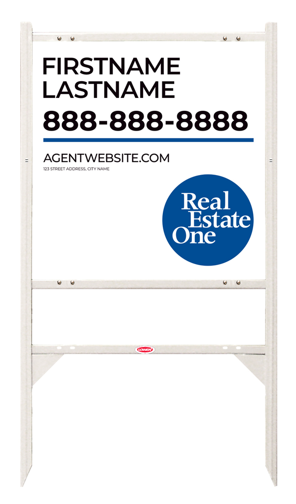 Angle Iron Frame w 1 Rider Inserts and Agent Name Sign Panel Unit, 24h x 24w, .040 Aluminum