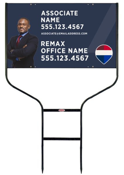 Round Rod Frame and Associate Name, w Cut Out Photo Sign Photo Panel Unit, 18h x 30w, Steel