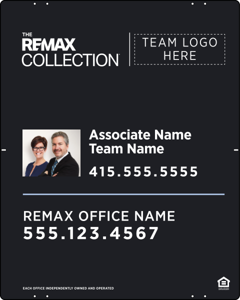 Collection Associate Name w Photo  & Team Name Sign Panel, 30h x 24w, Steel