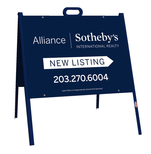 Angle Iron A-Frame and New Listing Sign Panel Unit, 18h x 24w, Steel